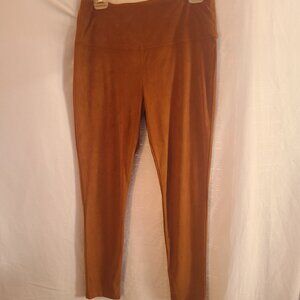 Boho Rock Athena Marie Moto Boho Leggings Womens SZ L-XL Brown Faux Suede